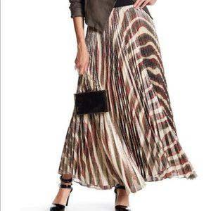 alice + olivia metalic pleated maxi skirt NWT